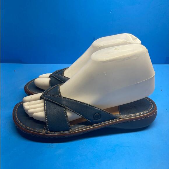 BOC Born Concept Sandals Women 6 M Leather Casual Thong Flat Slide On Shoes Blue - Picture 5 of 11